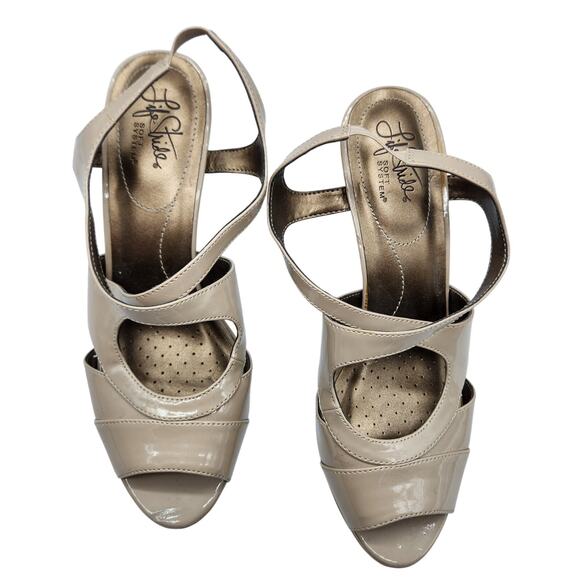 Life Stride "Viking" Strappy Beige Peep-toe Slingback High-heeled Sandals SZ 9M - Picture 11 of 12